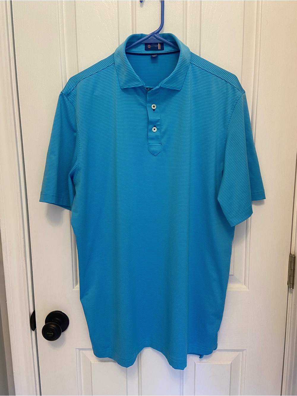 Men's Stitch Aqua Blue Short-Sleeve Polo - M/L